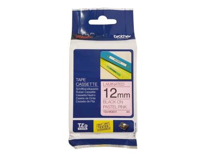 Brother TZE-MQE31, 12mm, černý tisk/růžový podklad - originální páska, pastelový podklad