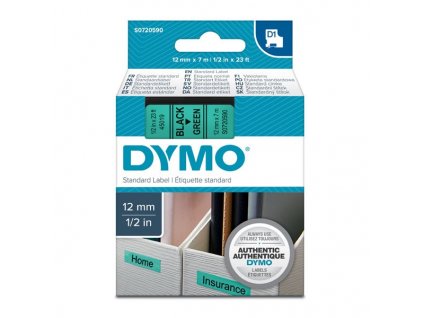 Dymo D1 45019, S0720590, 12mm, černý tisk/zelený podklad - originální páska