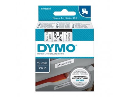 Dymo D1 45803, S0720830, 19mm, černý tisk/bílý podklad - originální páska