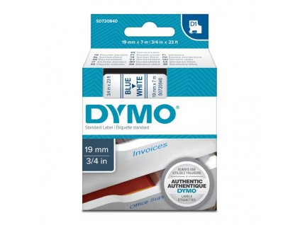Dymo D1 45804, S0720840, 19mm, modrý tisk/bílý podklad - originální páska