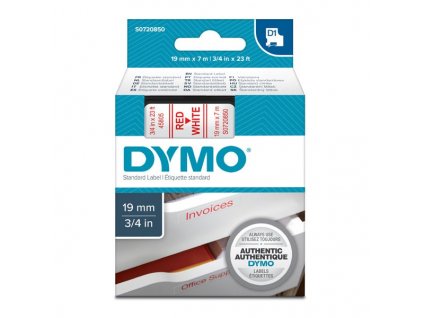 Dymo D1 45805, S0720850, 19mm, červený tisk/bílý podklad - originální páska