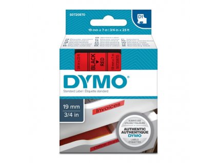 Dymo D1 45807, S0720870, 19mm, černý tisk/červený podklad - originální páska