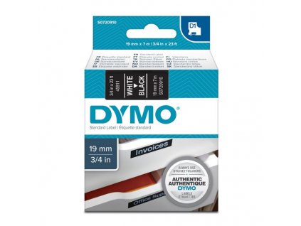 Dymo D1 45811, S0720910, 19mm, bílý tisk/černý podklad - originální páska