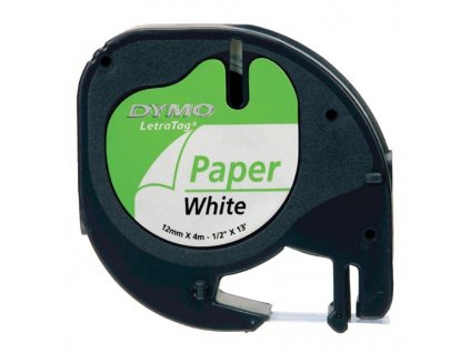 Dymo LetraTag 59421, S0721500, 12mm, černý tisk/bílý podklad - originální páska