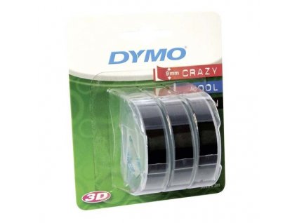 Dymo 3D S0847730, 9mm, bílý tisk/černý podklad - 3ks, originální páska