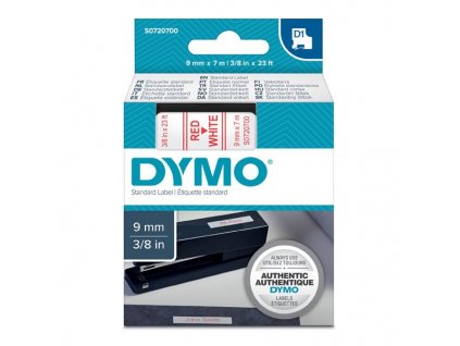 Dymo D1 40915, S0720700, 9mm, červený tisk/bílý podklad - originální páska