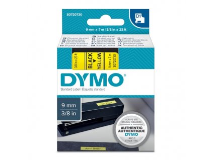 Dymo D1 40918, S0720730, 9mm, černý tisk/žlutý podklad - originální páska