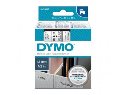 Dymo D1 45010, S0720500, 12mm, černý tisk/průhledný podklad - originální páska