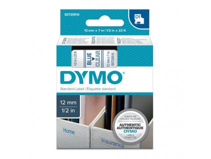 Dymo D1 45011, S0720510, 12mm, modrý tisk/průhledný podklad - originální páska