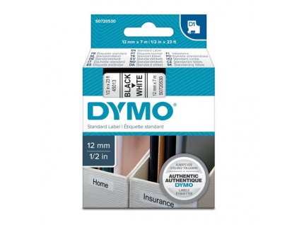 Dymo D1 45013, S0720530, 12mm, černý tisk/bílý podklad - originální páska