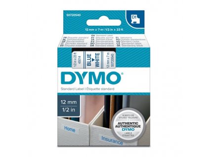 Dymo D1 45014, S0720540, 12mm, modrý tisk/bílý podklad - originální páska