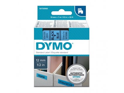 Dymo D1 45016, S0720560, 12mm, černý tisk/modrý podklad - originální páska