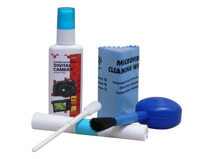 6494 cistici sada pro digitalni fotoaparaty a kamery spray 50ml mikrouterka 5 ubrousku 1 aplikator foukaci balonek logo
