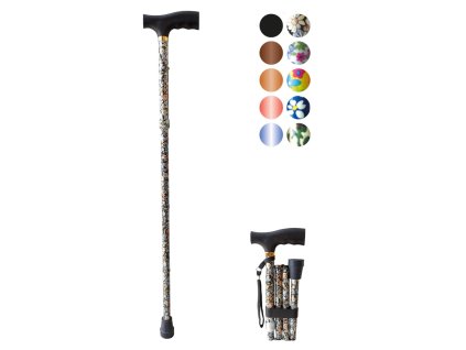 411 A, Duralová hůl skládací barevná, barva černá