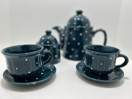 Kávový set s bílým dekorem