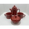 Čajový set červený s černým dekorem