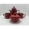Čajový set červený s černým dekorem