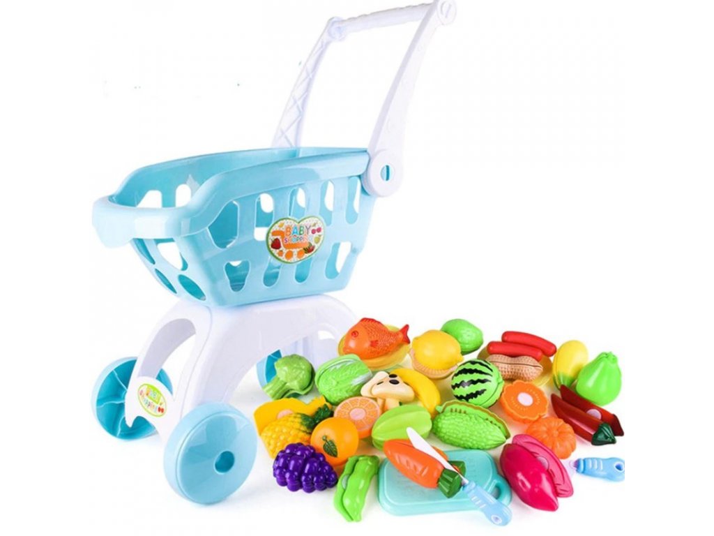 Hračky - košík - dětský nákupní plastový košík s potravinami - nákupní košík  - dárek pro děti - výprodej skladu - OBCHODÍČEK.CZ