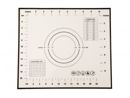 Silikónová podložka na cesto s pravítkom a prepočtami jednotiek 29 x 26 cm 1