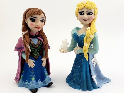 Elsa a Anna (Frozen Ľadové kráľovstvo) modelovaná figúrka na tortu 1