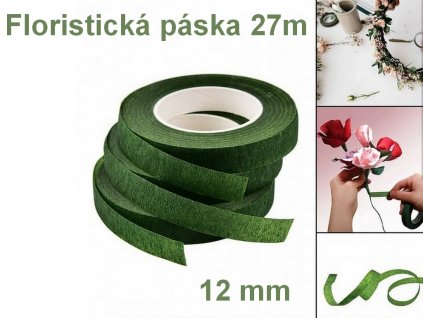 Floristická páska tmavo zelená 27 m (12 mm)
