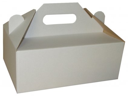 Zákusková krabica biela s úchytkou 19 x 16 x 7 cm