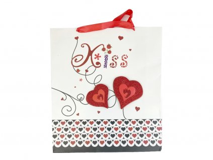Darčeková taška KISS veľká s 2 D srdiečkami
