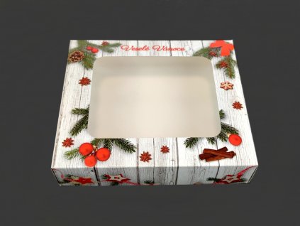 Krabička na vianočné pečivo biela s vetvičkami (250g)