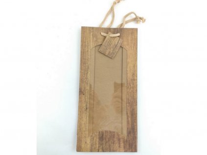 Darčeková taška na dve fľaše s okienkom - motív dreva