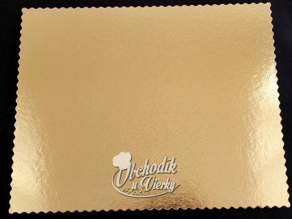 Podložka pod tortu obdĺžniková zlatá pevná s ozdobným okrajom 40x50 cm G2400