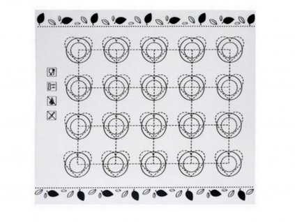 Silikónová podložka na makrónky, pusinky a piškótky, 20x kruh so srdcom, 29 x 26 cm
