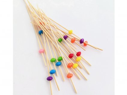 Bambusové napichovátka na jednohubky s farebnými krúžkami 20 ks