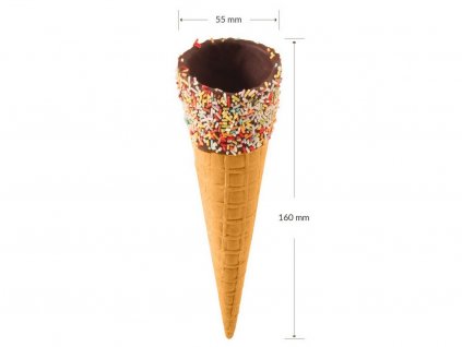 Sladké kornútky na zmrzlinu s čokoládovým okrajom a farebným posypom 8 ks