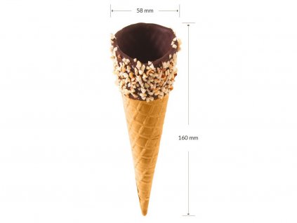 Sladké kornútky na zmrzlinu s čokoládovým okrajom a lieskovými orechami 8 ks
