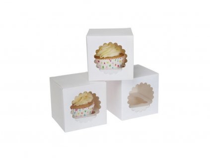 Krabička na cupcake papierová biela 3 ks