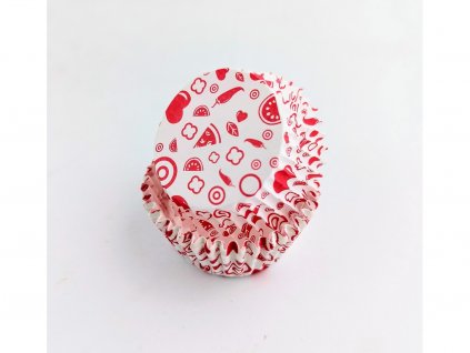 Cukrárske papierové košíčky biele s červenými vzormi 4 x 2,5 cm 175 ks
