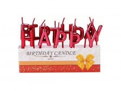 Sviečky HAPPY BIRTHDAY na paličkách Červené
