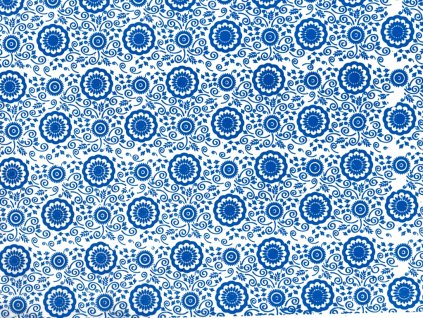 Čokofólia / čokotransfer - ľudový vzor / modré kvety