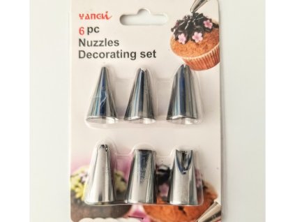 Cukrárske špičky na zdobenie kovové 6 ks