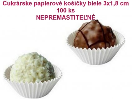 Cukrárske papierové košíčky biele 3x1,8 cm 100 ks, NEPREMASTITEĽNÉ 1