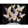 Fialovo-zlaté motýle zapichovátka na ohybnej paličke 10 ks