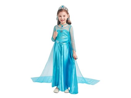 OPBH1846A detsky kostym elsa premium s vleckou a doplnky 122 128 l