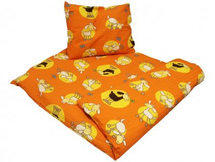 Dětské krepové povlečení Ovečka oranžová 1