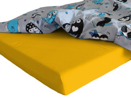 Bavlněné prostěradlo do školky - Žlutá s gumou