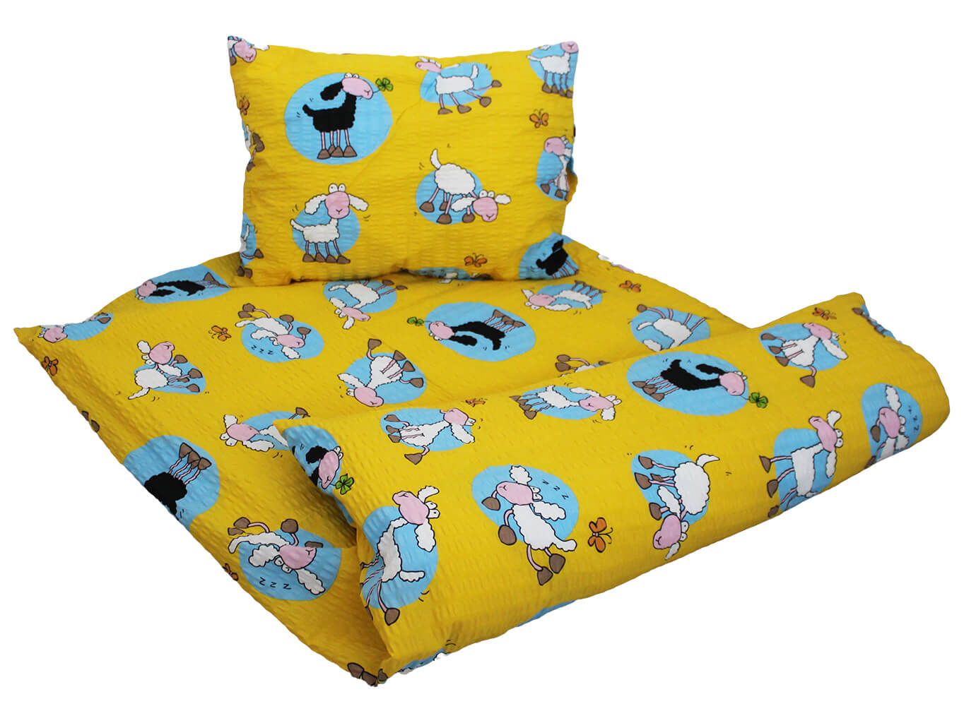 Krepové  dětské povlečení - Ovečka žlutá - posledních 2 kusy