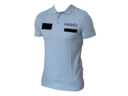 Polokošela krátky rukáv, piké, bledo modrá + 2x nápis HASIČI, suché zipsy