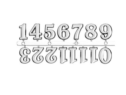 Číslice na hodiny 1210-60 Latin stříbrné 15mm