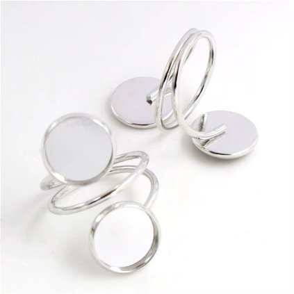 Lůžko na pryskyřici L2P12 Prsten nastavitelný 12mm Rhodium 5ks
