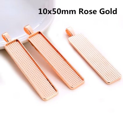 Lůžko na pryskyřici OBD1050 Přívěšek růžová zlatá 5ks 10x50mm