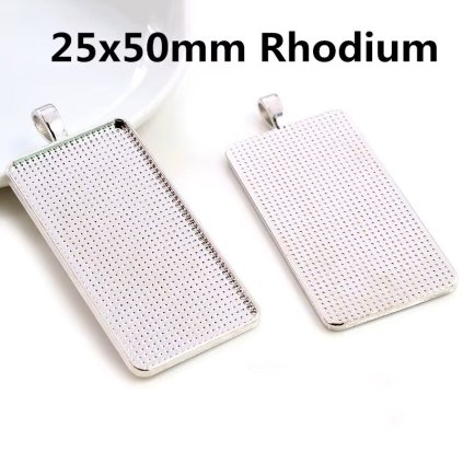 Lůžko na pryskyřici OBD2550 Přívěšek Rhodium 5ks 25x50mm